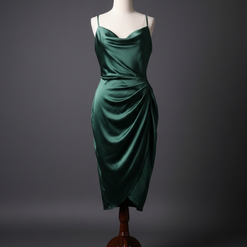 Elegant Green Satin Dress